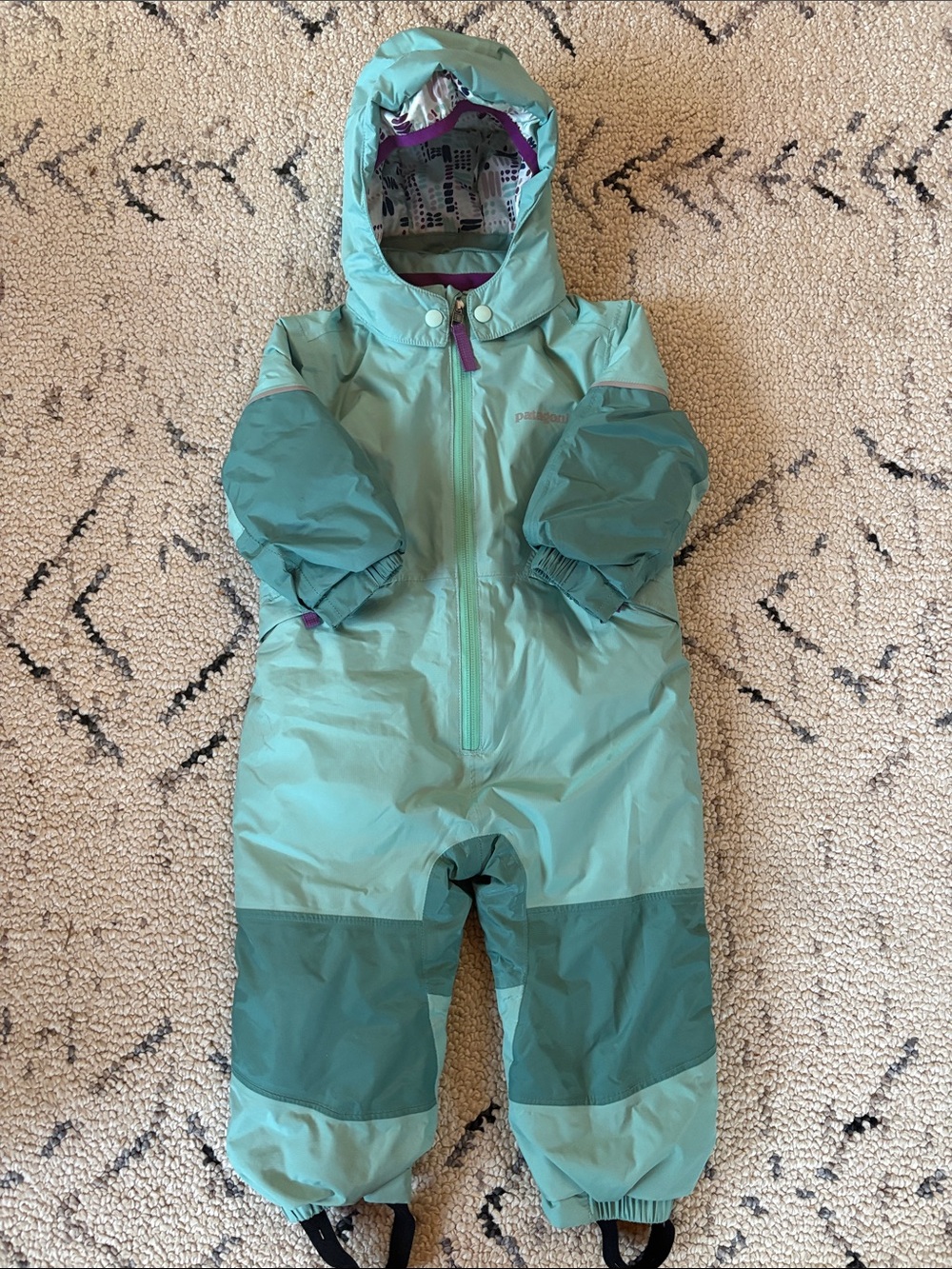 Patagonia Snowbelle One-Piece Snowsuit in Wispy Green 6-12m